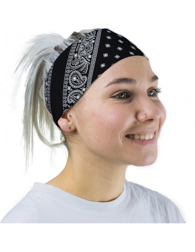 Bandeau sport Made in France motif Bandana Noir- Phidi